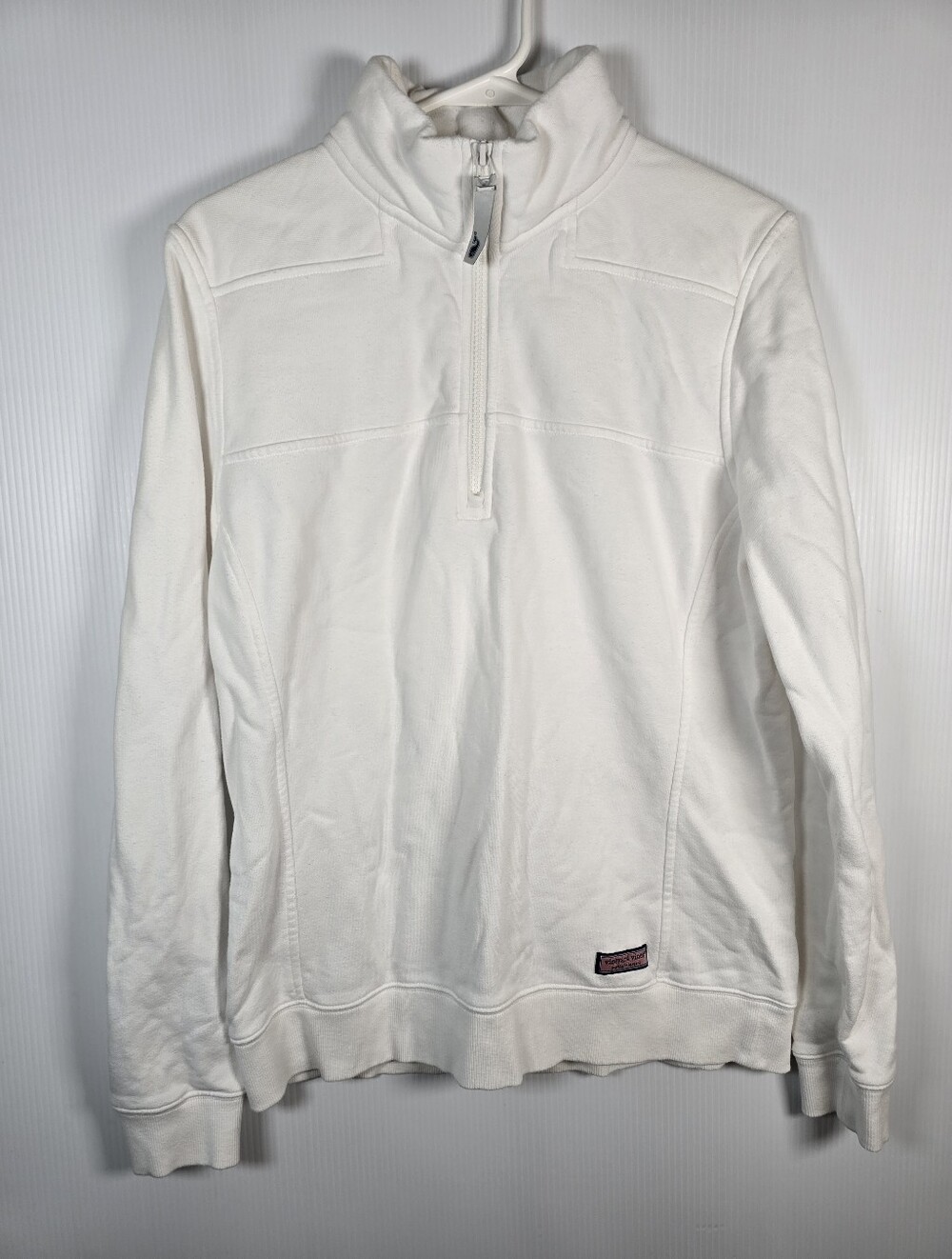 Vineyard Vines Women's White Half-Zip Pullover Size M Minimalist Beachy Preppy
